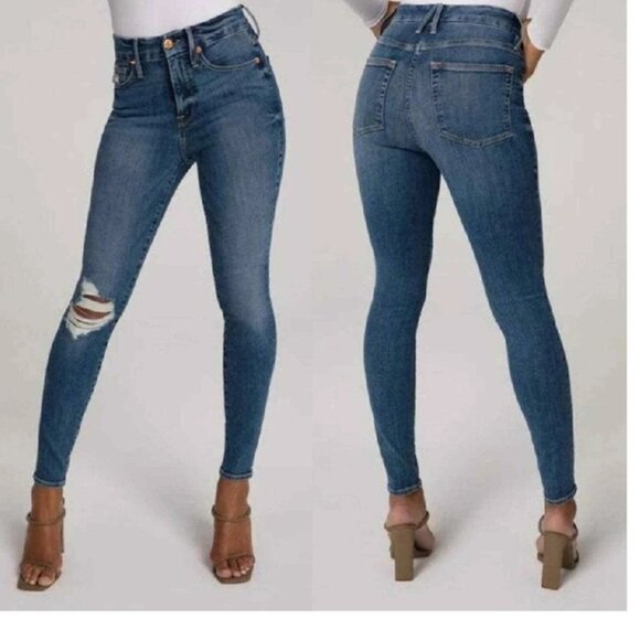 Good American Good Waist Distressed Skinny Jeans - Picture 1 of 9